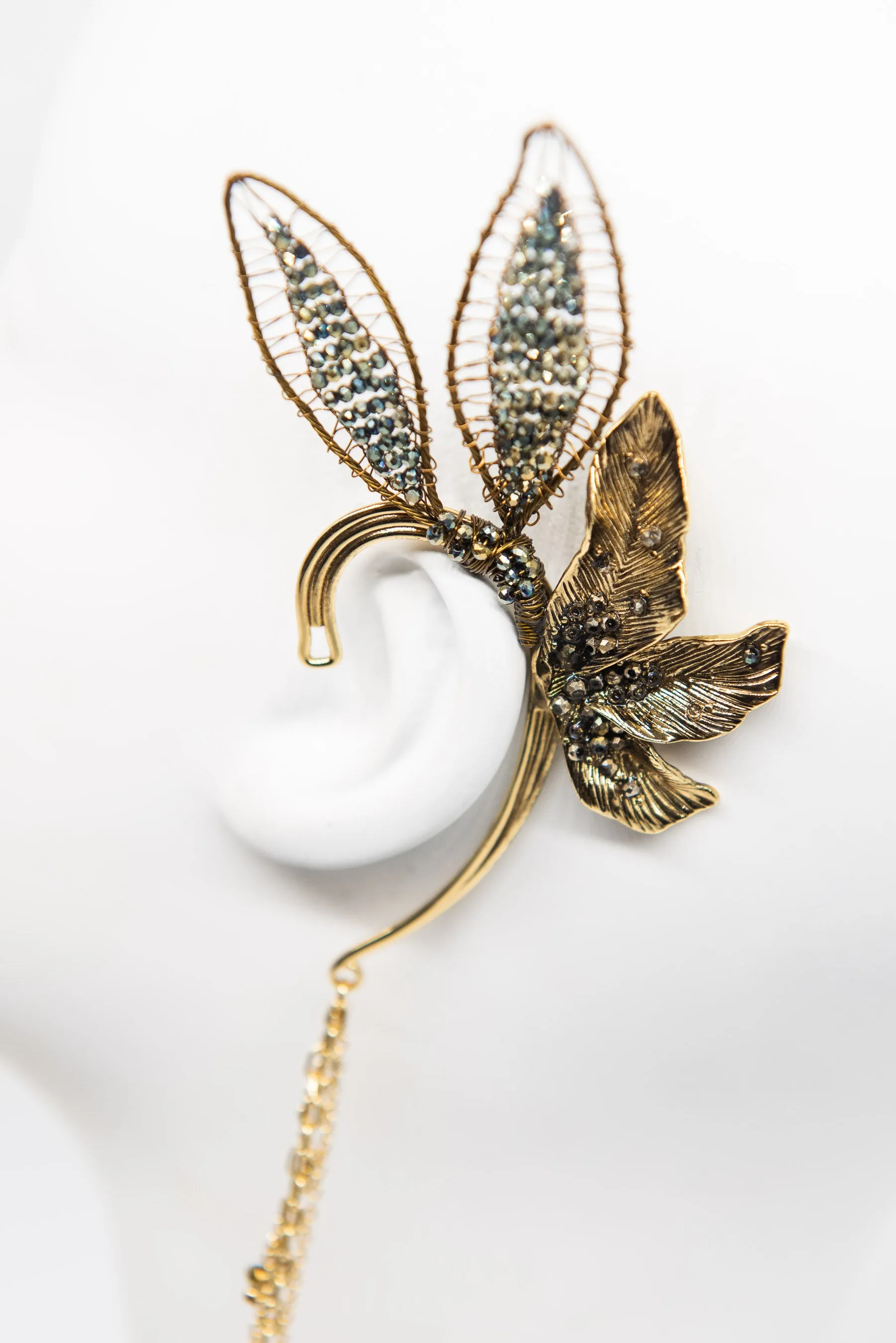 Golden Leaf Earcuff with Tassel