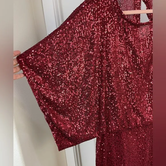 Gorgeous red Marina sequined cocktail dress. Size 16. EUC