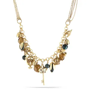 GREEN NATURAL STONE AND MULTI CHARMS  NECKLACES #192GN1101 (IF19)