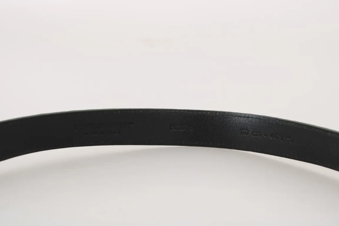 Green Patterned Leather Brushed Buckle Belt