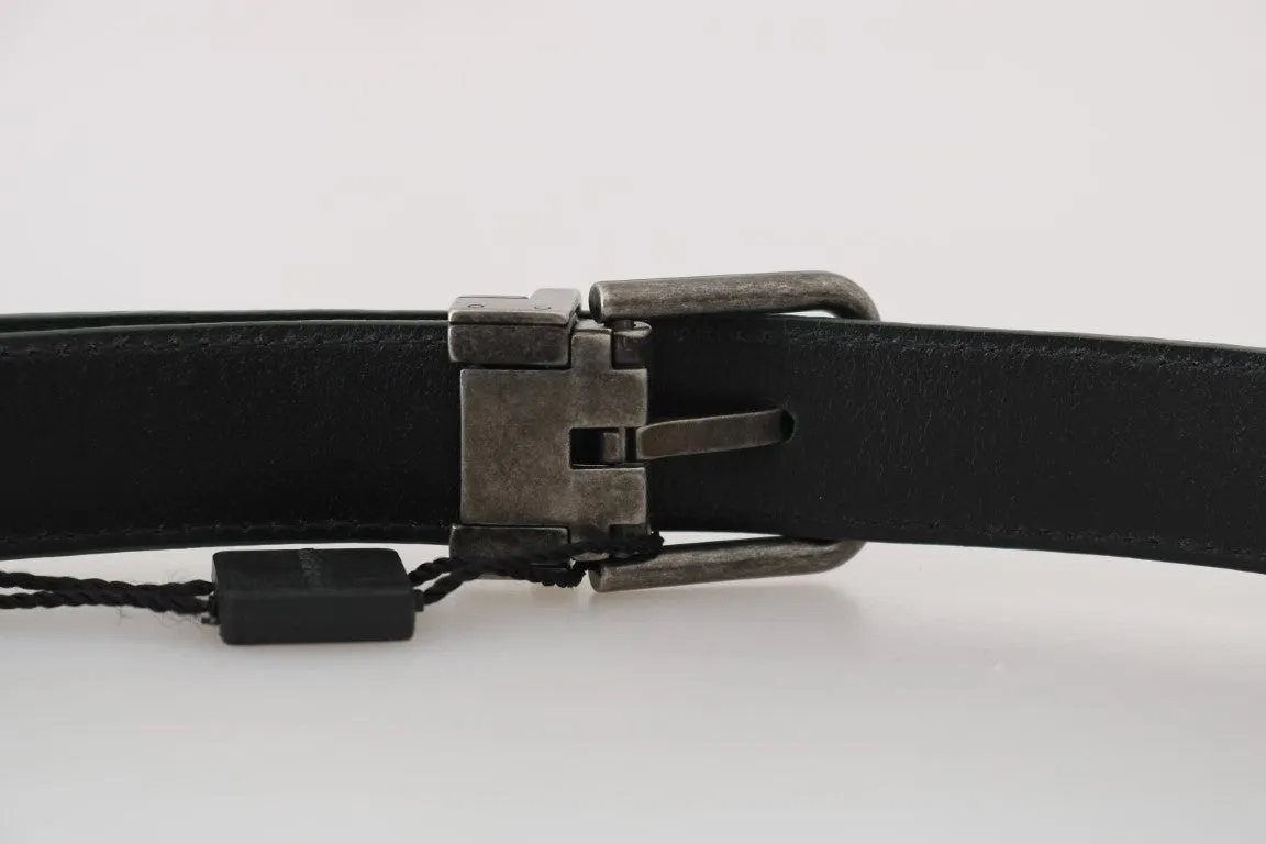 Green Patterned Leather Brushed Buckle Belt