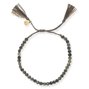 GREEN RUTILE STONE BRACELET WITH TASSEL