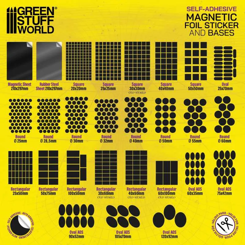 GSW Magnetic Adhesive Sheets - Precut Sizes - Oval 75x42mm