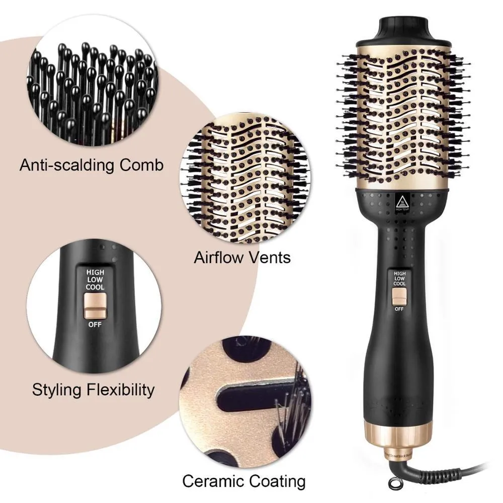 Hair Dryer Hot Air Brush Styler Electric Ion Blow Dryer Brush