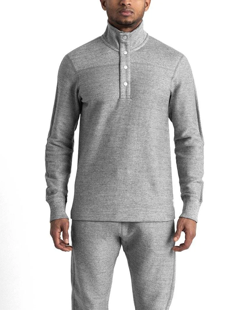 Half Snap Twill Terry Long Sleeve Marled Grey