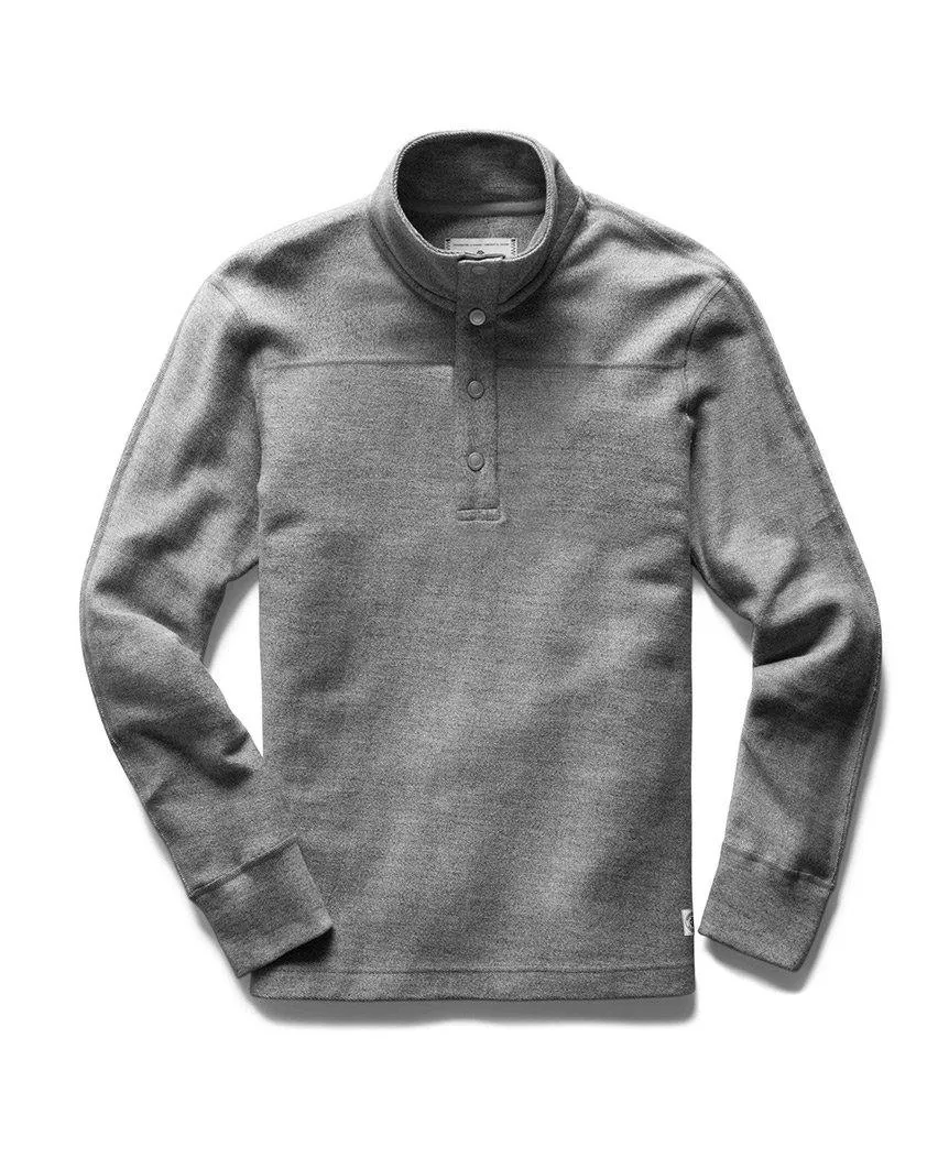 Half Snap Twill Terry Long Sleeve Marled Grey
