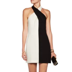 HALSTON HERITAGE COLORBLOCK MINI DRESS