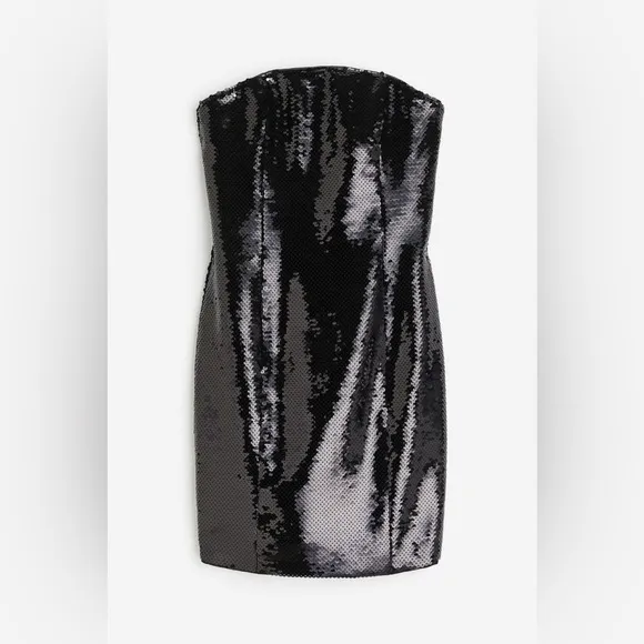 H&amp;M Sequined strapless dress