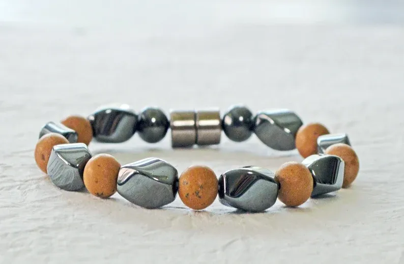 Hematite & Grain Stone Magnetic Bracelet