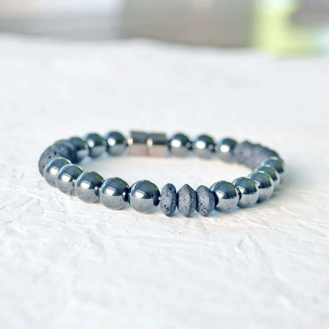 Hematite & Lava Rock Magnetic Energy Bracelet