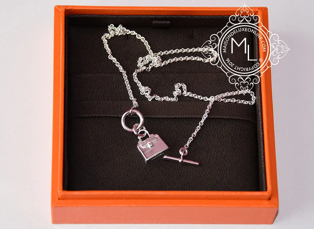Hermes 925 Sterling Silver Kelly Charm Pendant Necklace