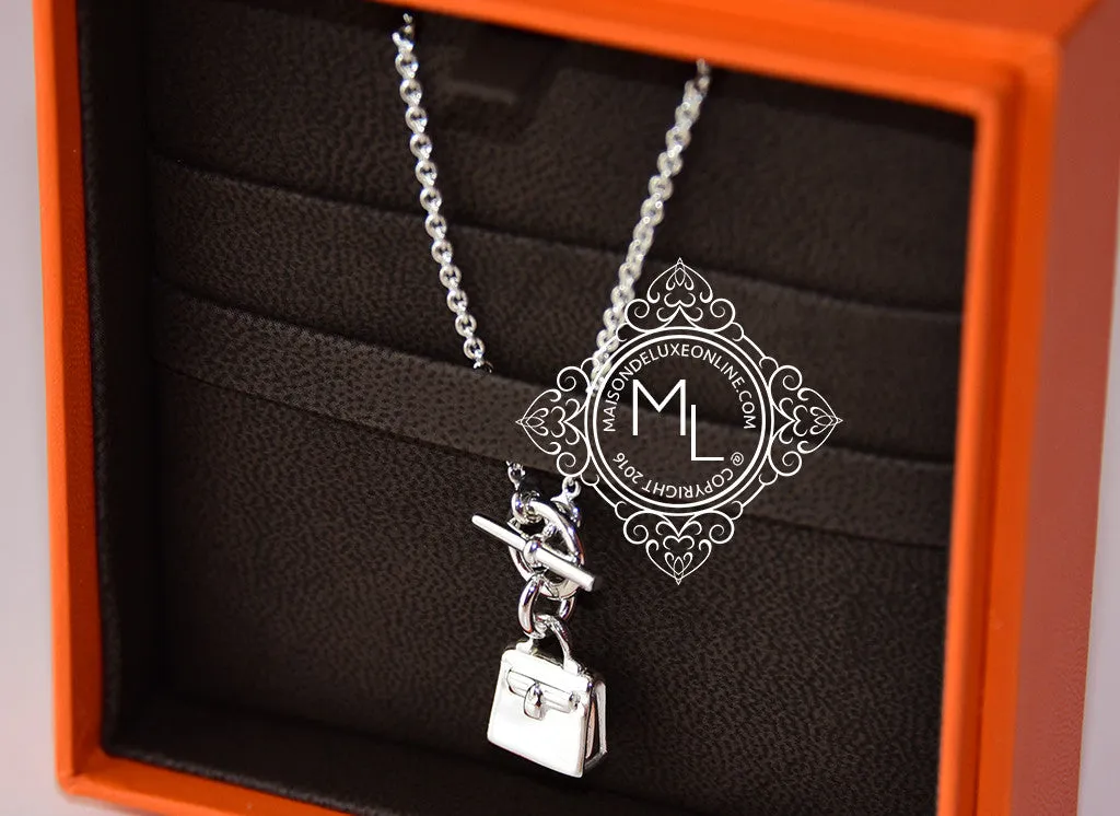 Hermes 925 Sterling Silver Kelly Charm Pendant Necklace