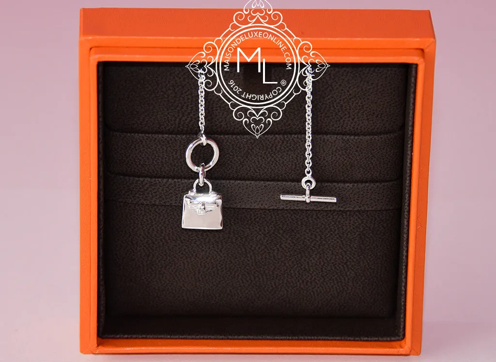 Hermes 925 Sterling Silver Kelly Charm Pendant Necklace