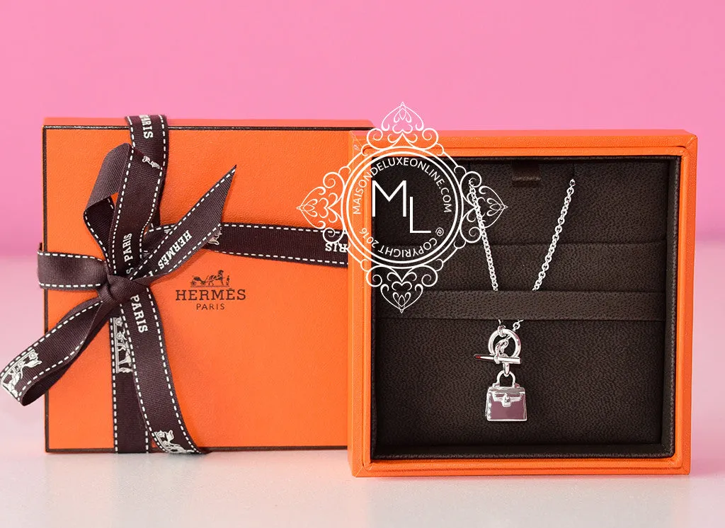 Hermes 925 Sterling Silver Kelly Charm Pendant Necklace