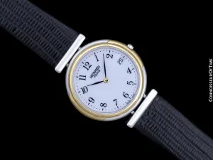 Hermes Windsor Mens Midsize Unisex Watch - Stainless Steel & 18K Gold Plated