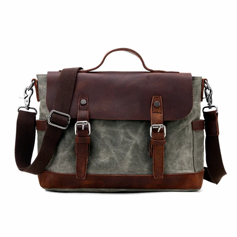Horseskin Diagonal Handbag Briefcase Canvas One Shoulder