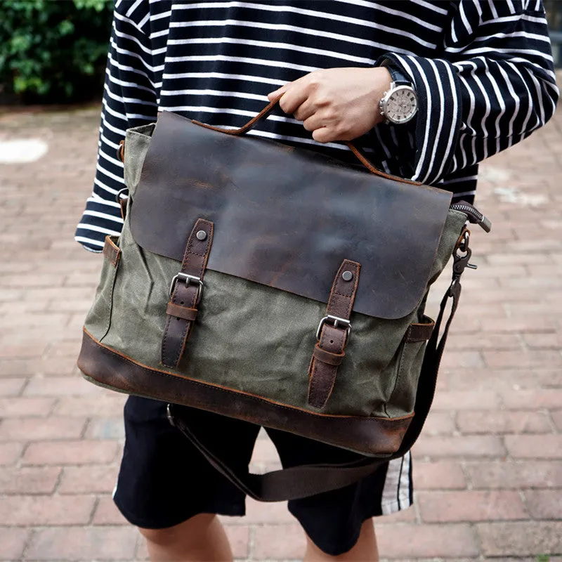 Horseskin Diagonal Handbag Briefcase Canvas One Shoulder