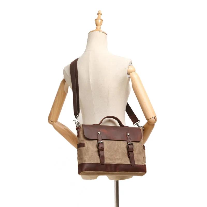 Horseskin Diagonal Handbag Briefcase Canvas One Shoulder