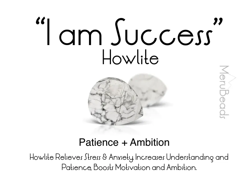 Howlite Mala Beads Necklace - "I am Success"