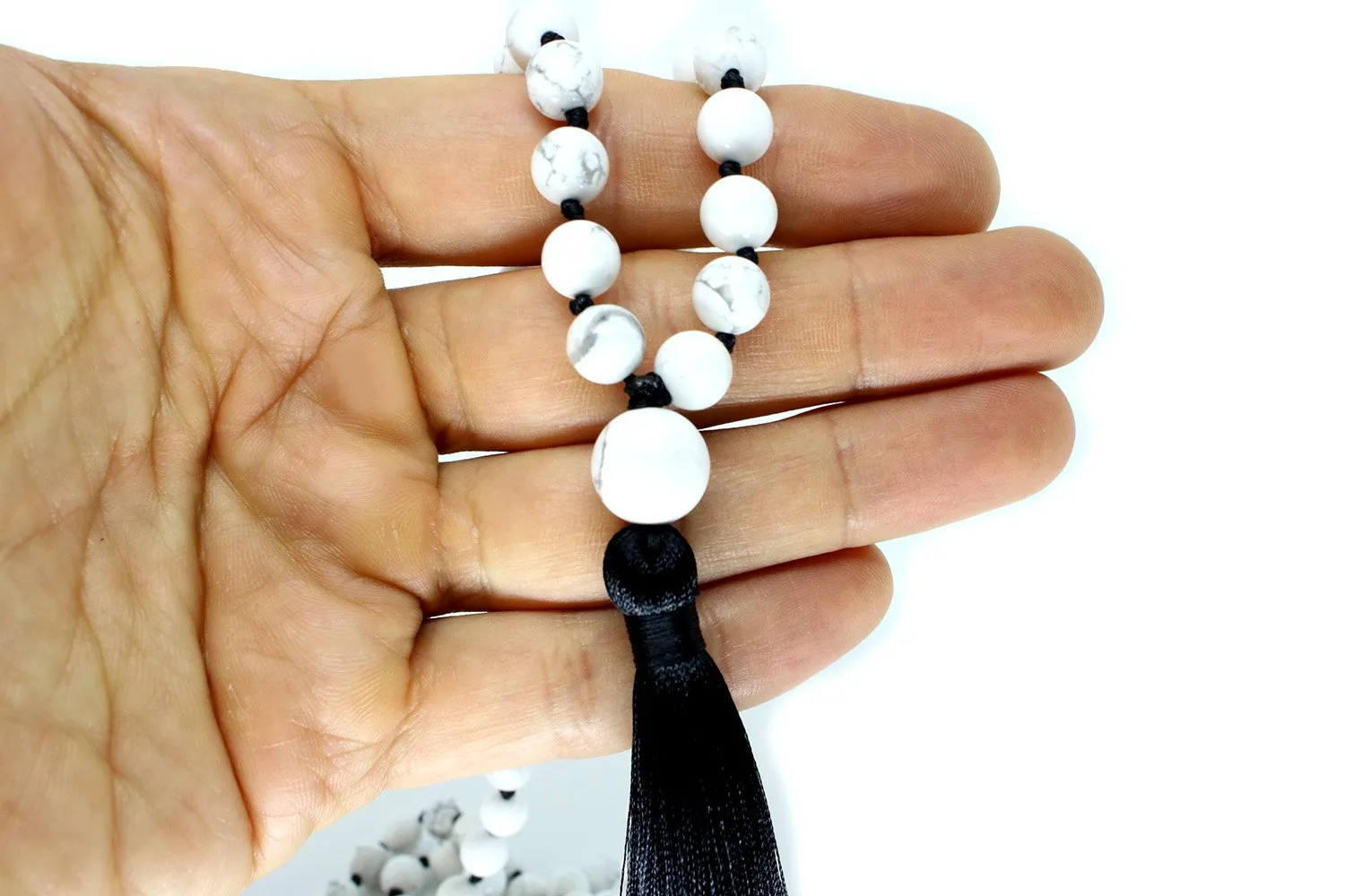 Howlite Mala Beads Necklace - "I am Success"