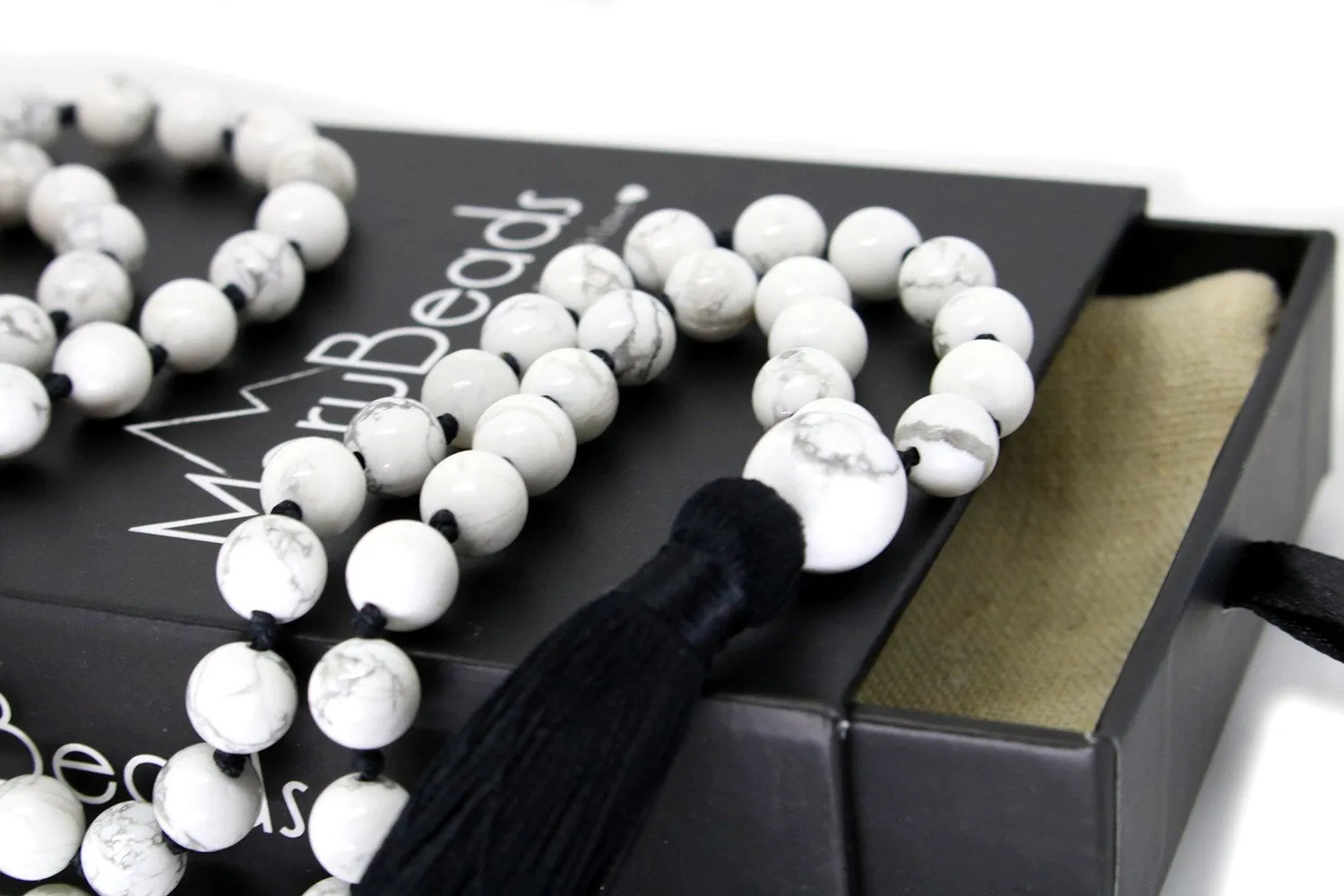 Howlite Mala Beads Necklace - "I am Success"