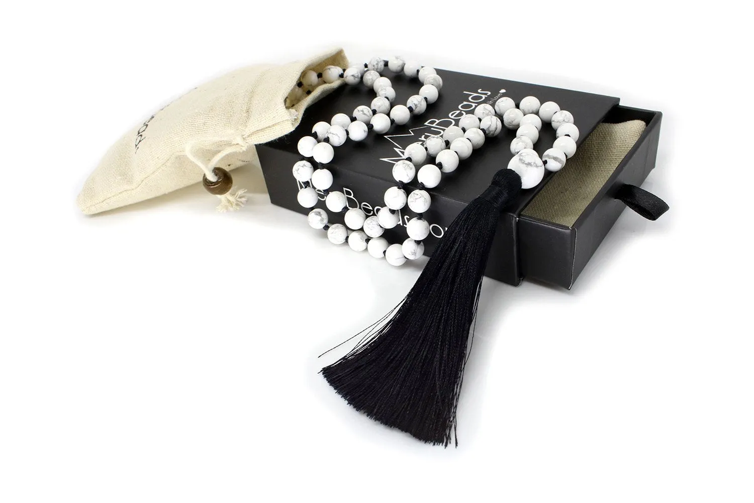 Howlite Mala Beads Necklace - "I am Success"