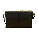 ILI 6201H BLACK/LEOPARD HAIRCALF TRIPLE COMPARTMENT CLUTCH INTERNATIONAL LEATHER INDUSTRIES