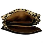 ILI 6201H BLACK/LEOPARD HAIRCALF TRIPLE COMPARTMENT CLUTCH INTERNATIONAL LEATHER INDUSTRIES