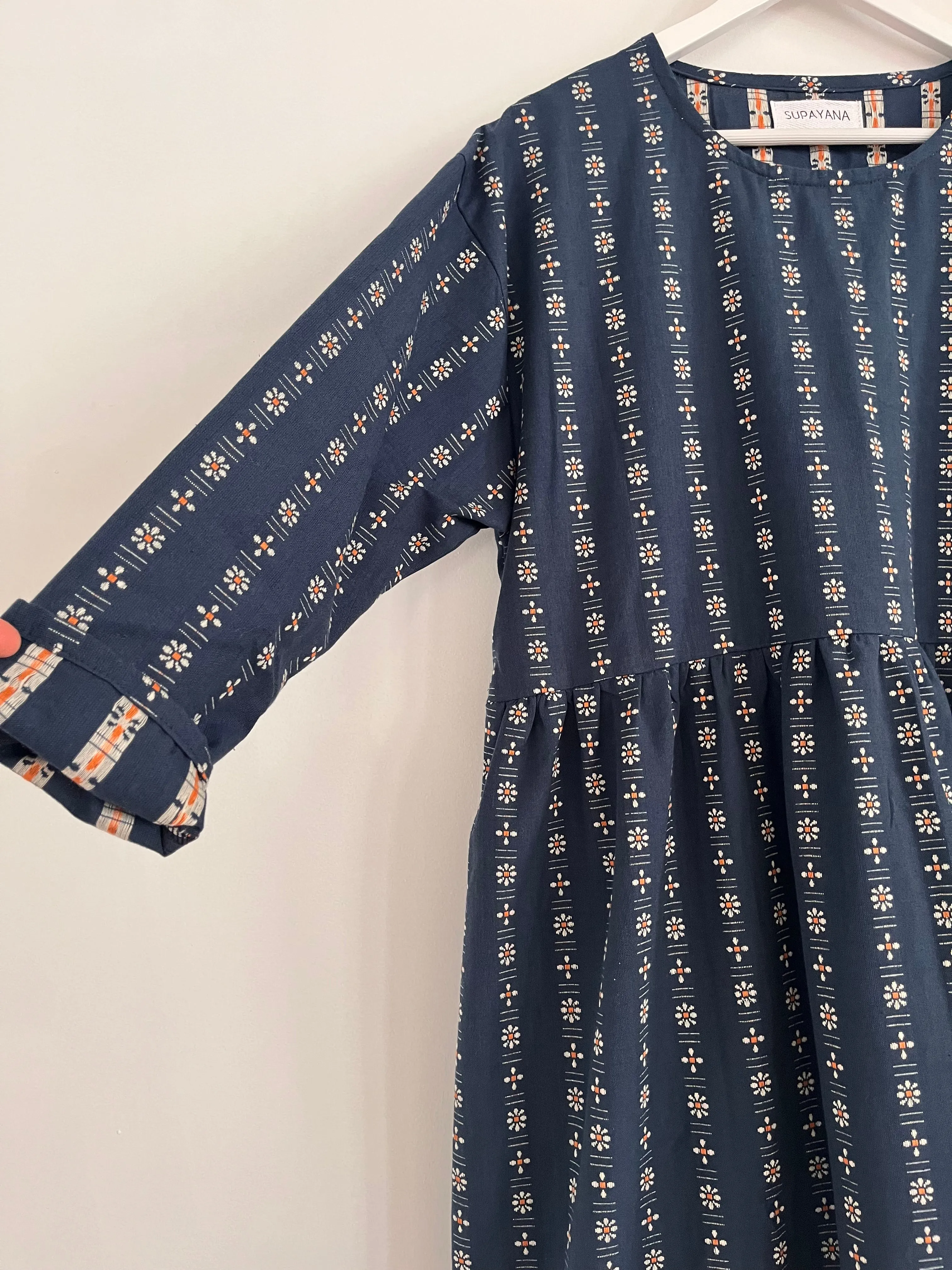 Indigo daisies midi dress