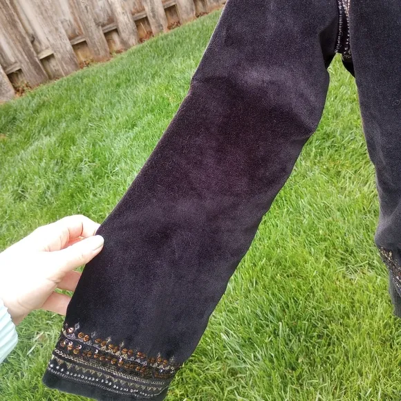 Indigo Moon Black Velveteen Beaded, Sequined &amp; Embroidered Bolero Jacket