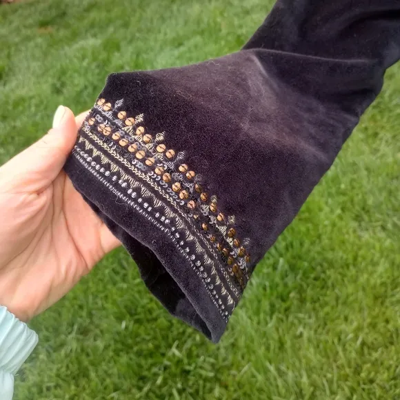 Indigo Moon Black Velveteen Beaded, Sequined &amp; Embroidered Bolero Jacket