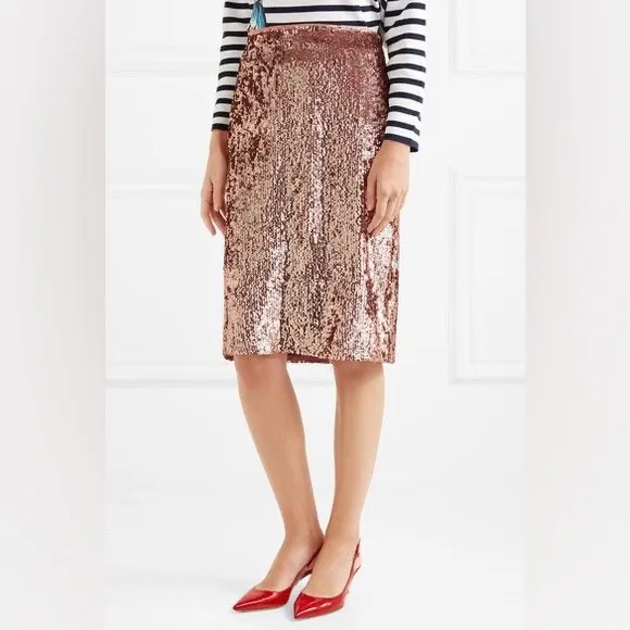 J. Crew Rose Gold Sequin Pencil Skirt