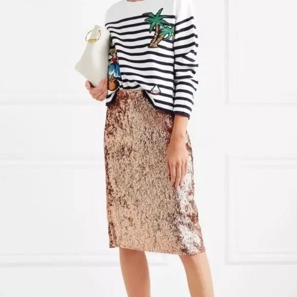 J. Crew Rose Gold Sequin Pencil Skirt