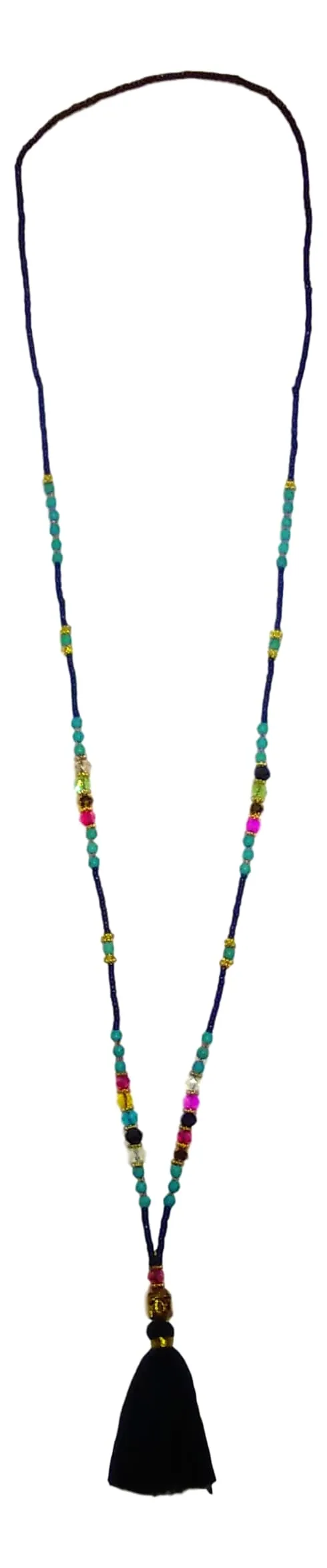 Jewelry - Colorful Mala Necklace with Buddha and small beads - Black - SEPTEMBER PROMO