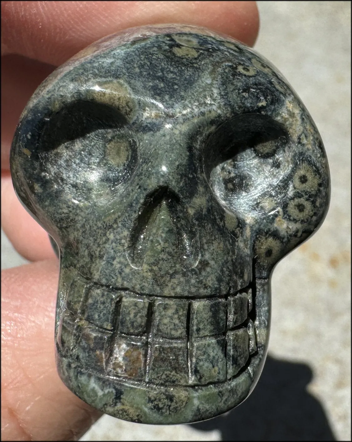 KAMBABA JASPER Crystal Skull - Heart Chakra, Grounding - with Synergy 7  years