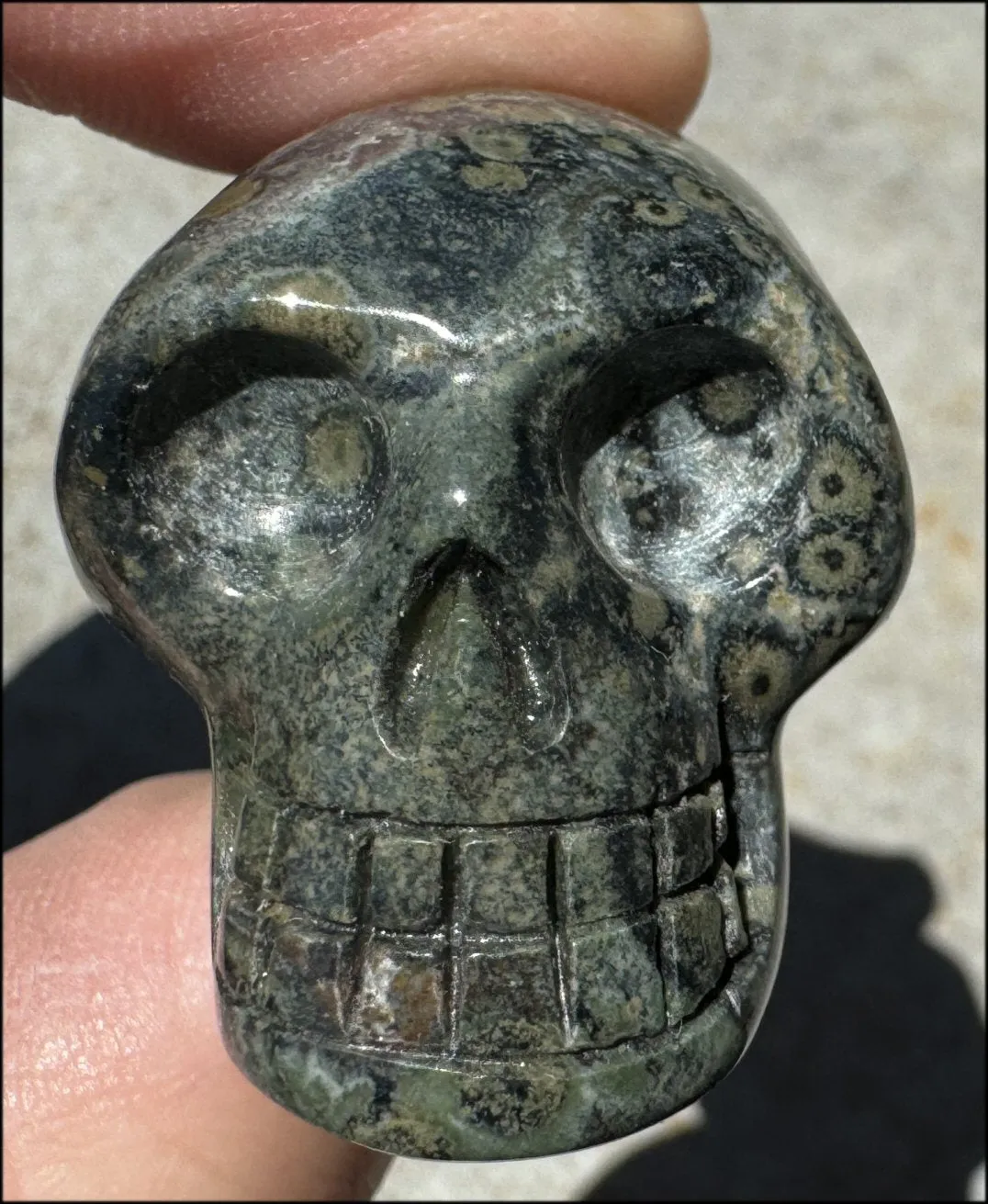 KAMBABA JASPER Crystal Skull - Heart Chakra, Grounding - with Synergy 7  years