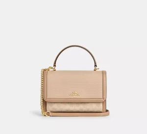 Klare Top Handle Bag In Colorblock Signature Canvas Dark Natural Multi Coach