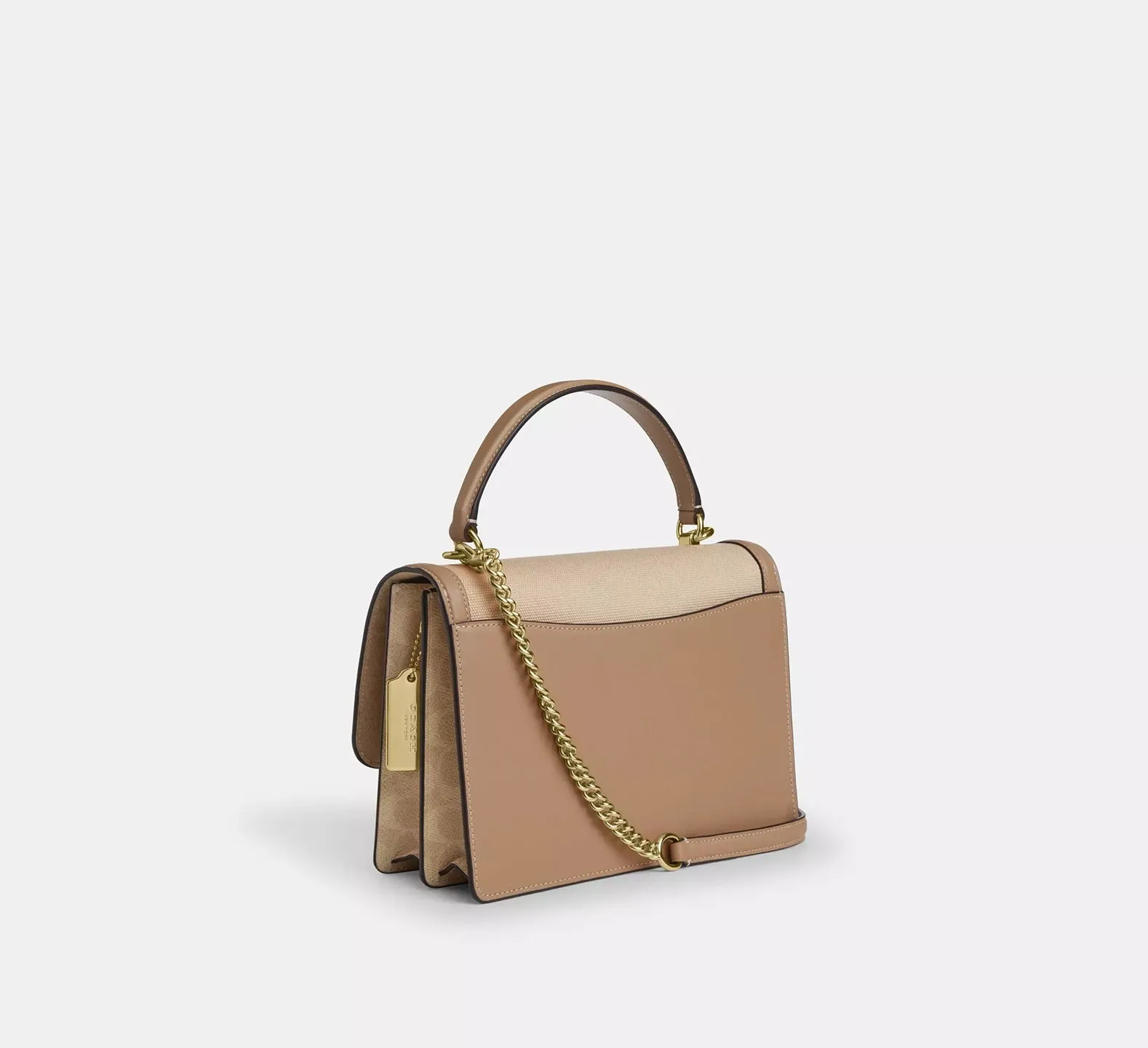 Klare Top Handle Bag In Colorblock Signature Canvas Dark Natural Multi Coach
