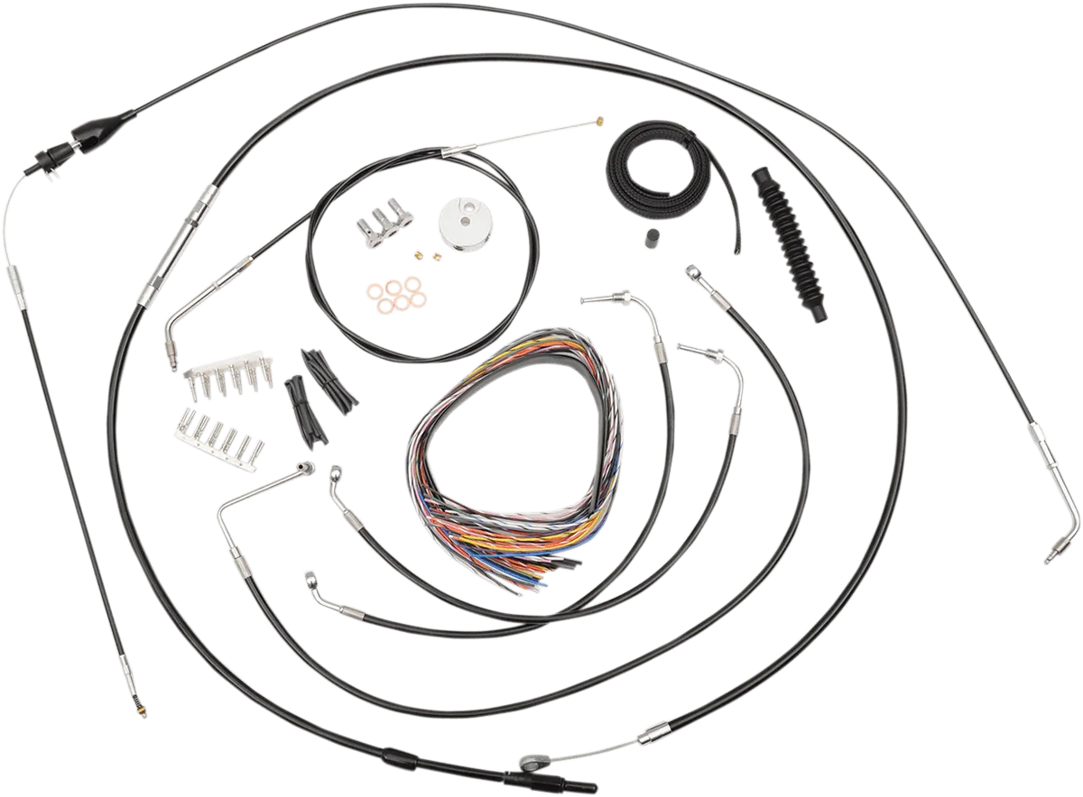 LA Choppers LA-8005KT2B-08B Complete Handlebar Cable and Brake Line Kit - Black Vinyl/Stainless