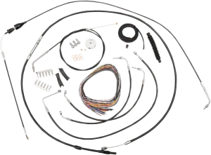 LA Choppers LA-8005KT2B-08B Complete Handlebar Cable and Brake Line Kit - Black Vinyl/Stainless