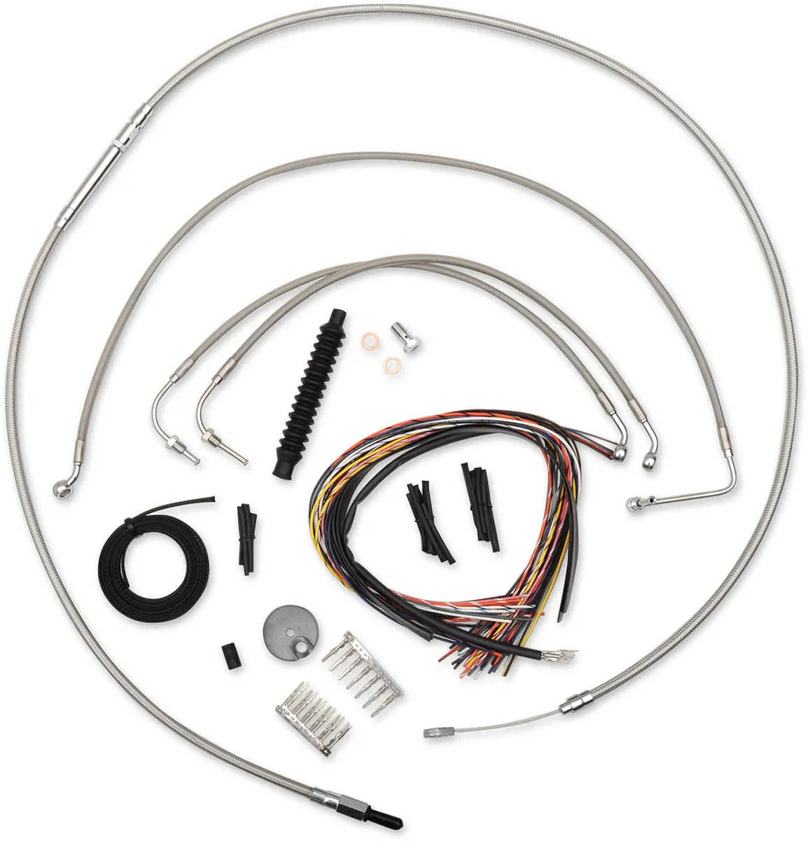 LA Choppers LA-8012KT2-16 Complete Handlebar Cable/Brake & Clutch Line/Wire Kit - Stainless Braided