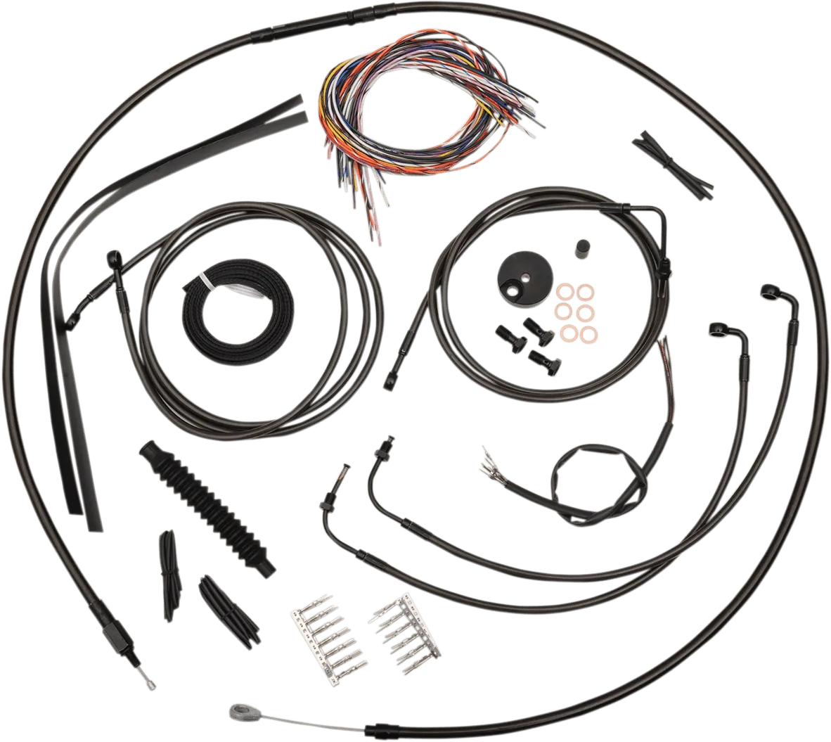 LA Choppers LA-8050KT2-16M Complete Handlebar Cable and Brake Line Kit - Midnight