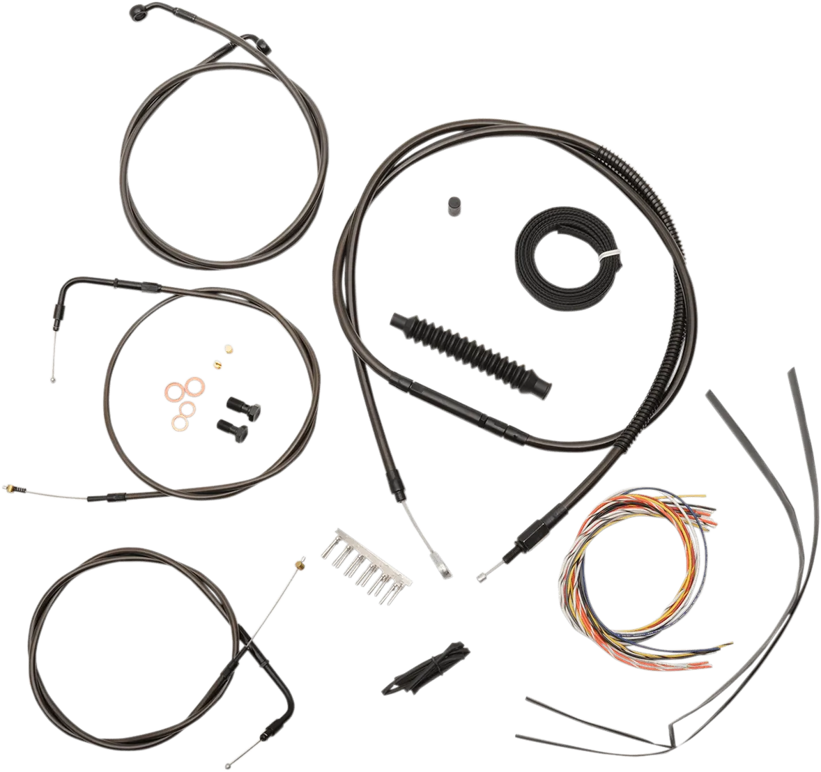 LA Choppers LA-8110KT2B-16M Complete Handlebar Cable and Brake Line Kit - Midnight