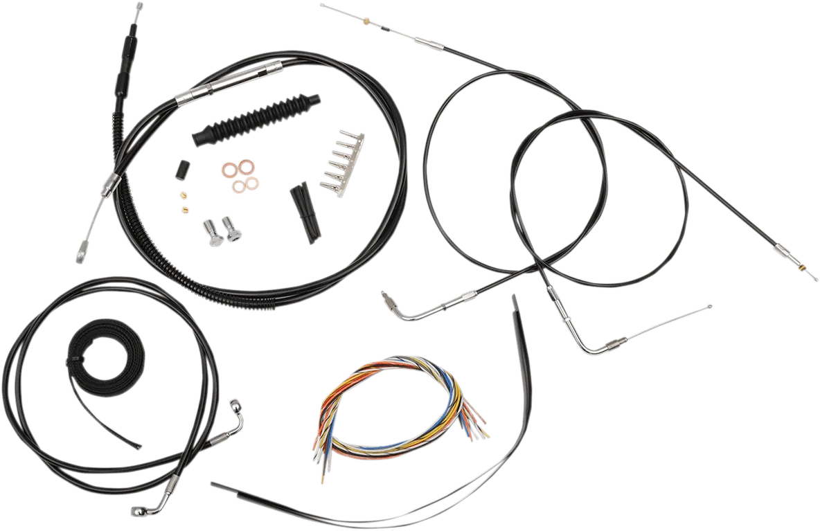 LA Choppers LA-8320KT2B-08B Complete Handlebar Cable and Brake Line Kit - Black Vinyl/Stainless