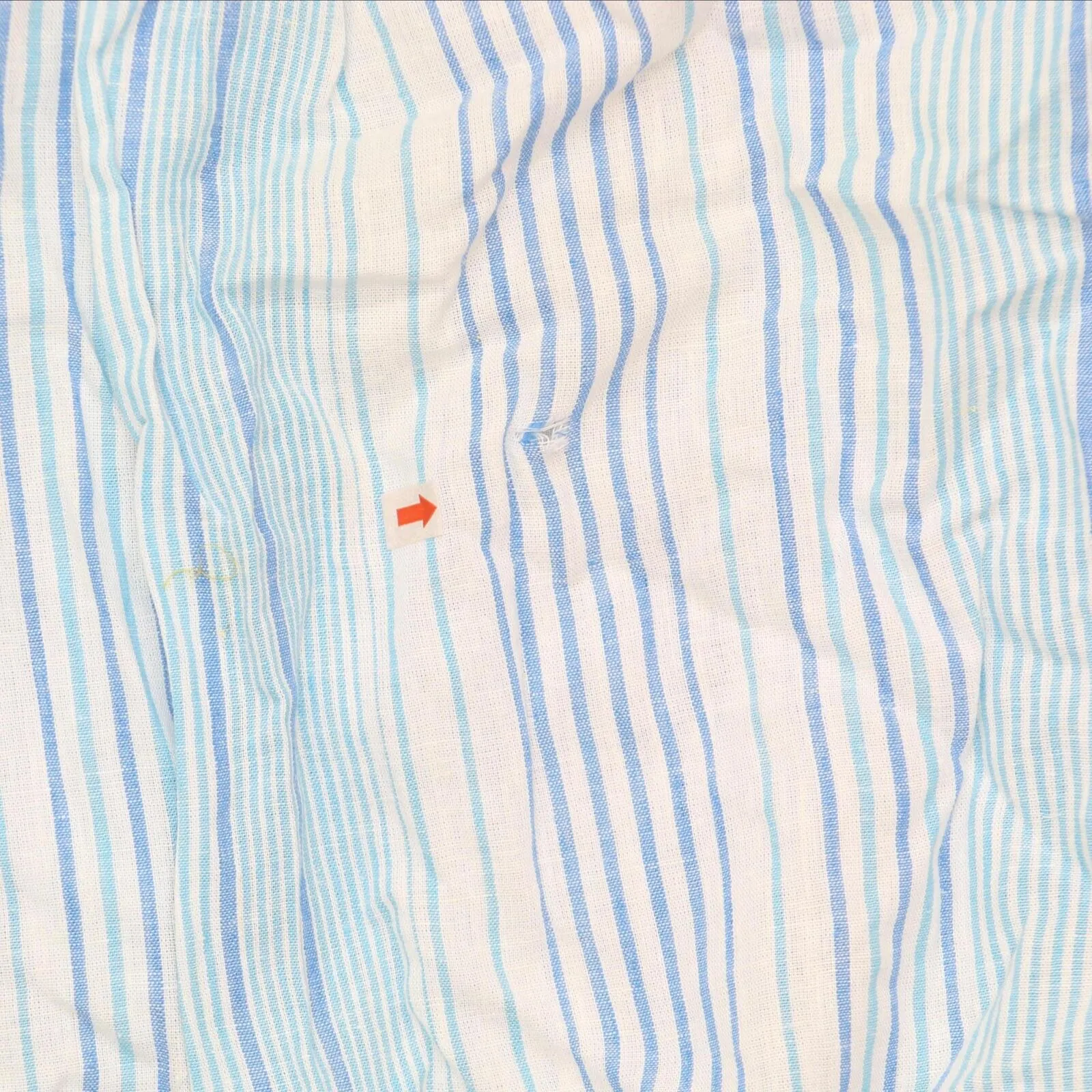 Lands' End Roll Sleeve C-Lin Button Up Shirt 498789-Sample White / Blue Stripe M