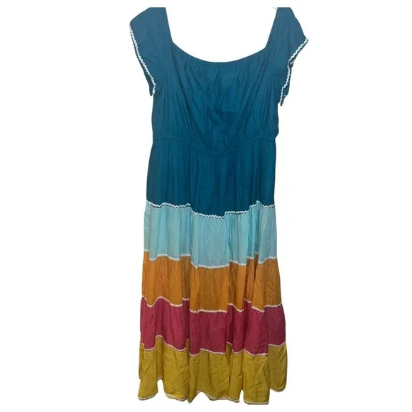Lane Bryant Dress Off-The-Shoulder Colorblocked Maxi Size 18/20 NWT