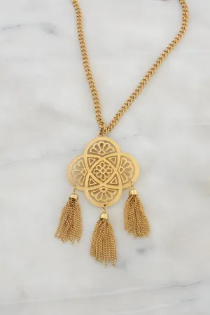 Large Gold Tassel Pendant Necklace