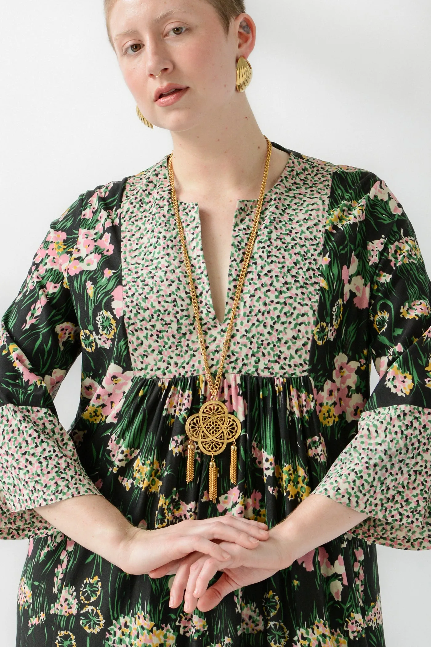 Large Gold Tassel Pendant Necklace