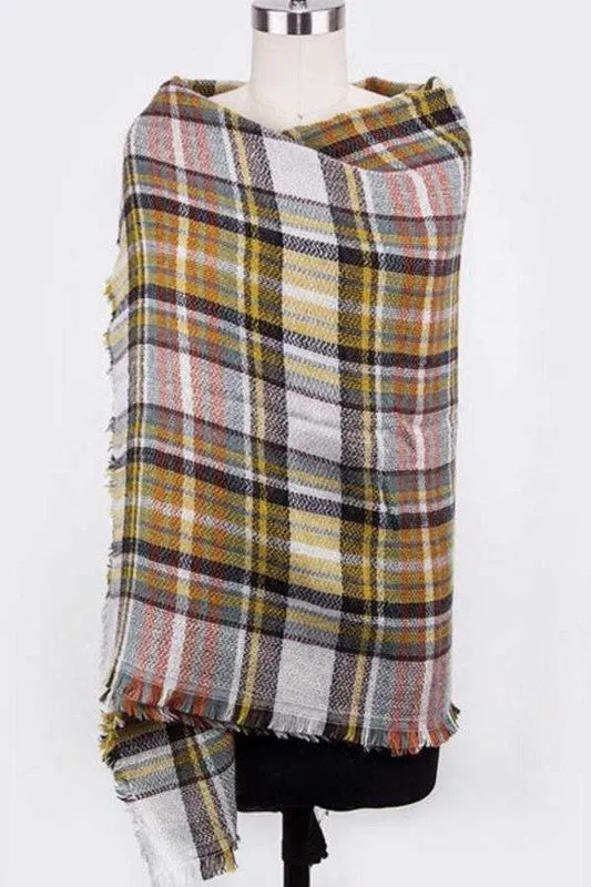 Large Plaid Blanket Scarf