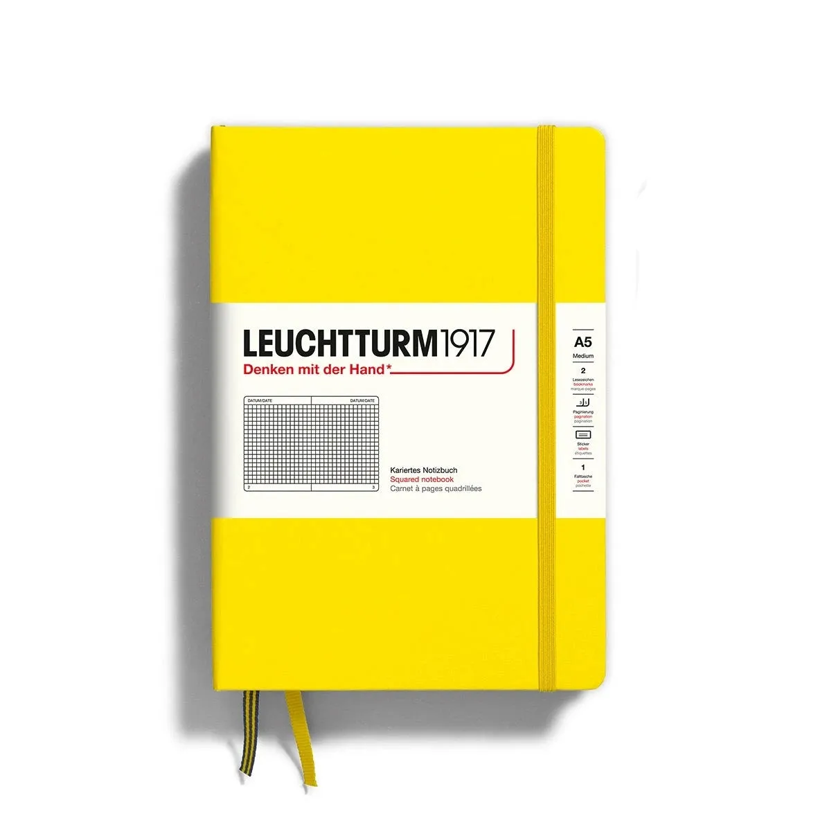 Leuchtturm 1917 Lemon Hardcover Squared Medium A5 Notebook